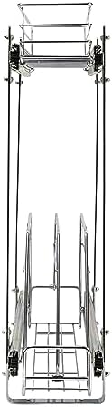Glidez Multipurpose Chrome-Plated Steel Pull-Out/Slide-Out Storage Organizer for Cookware and Bakeware - 2-Tier Design - Fits Standard Size Cabinet or Shelf, Chrome