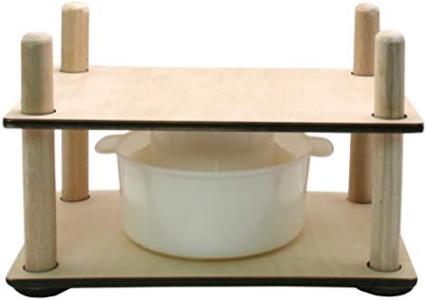 Wooden Cheese Press for Cheese Making Supplies 12 in Wooden Guides and Cheese Mold with Follower Piston 1.3 Qt - Small Home Supply Ultimate Cheese Press Machine - Prensa Para Queso Casero