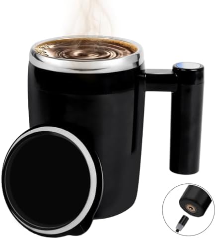 Self Stirring Coffee Mug, 14oz Rechargeable Magnetic Cup, Black