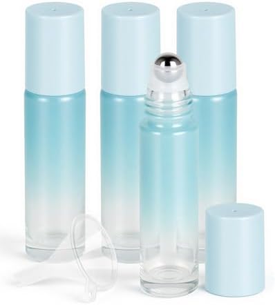 Essential Oil Roller Bottles - 4 Pack Refillable 10ml Glass Roller Bottles by Worldgsb