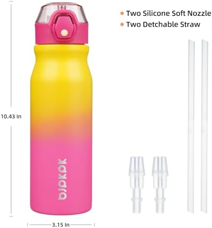 BJPKPK 25 oz Insulated Water Bottle, Straw, Handle, Stainless Steel Flask - Image 4