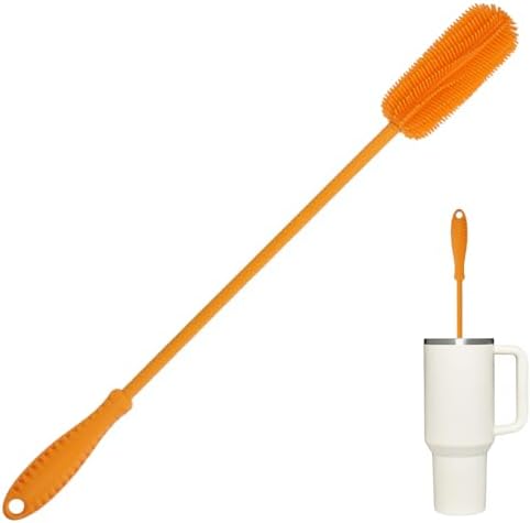Silicone Bottle Brush, 15.7" Water Bottle Cleaner Brush, Orange by ddLUCK