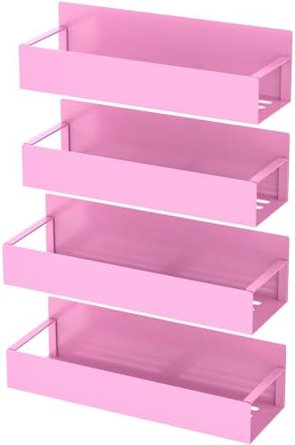 Metal Magnetic Spice Rack for Refrigerator Pink, 4 Pack