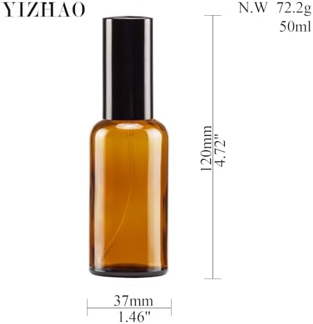 YIZHAO Amber Glass Spray Bottles 2oz, with Small Fine Mist Spray, Metal Cap, Refillable for Essential Oil,Travel,Cleaning,Perfume,Aromatherapy,Makeup – 12 Pcs - Image 2