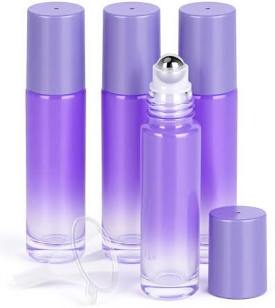 Essential Oil Roller Bottles - 4 Pack Refillable 10ml Glass Roller Bottles by Worldgsb