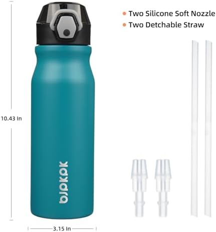 BJPKPK 25 oz Insulated Water Bottle, Straw, Handle, Stainless Steel Flask - Image 4