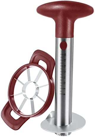 Newness Pineapple Corer and Slicer Tool, Robust Pineapple Core Remover with Upgraded Cutter & Reinforced Thicker Blade, Stainless Steel Kitchen Fruit Gadget for Diced Pineapple Rings (Red)