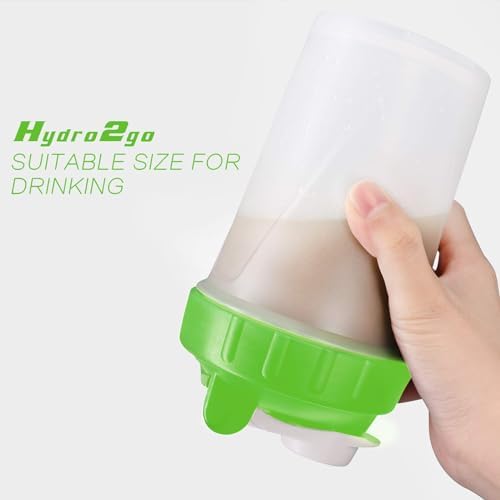 Hydro2Go 16oz Protein Shaker Bottle with Shaker Ball and 2 Storage Jars | BPA-Free Plastic Cup with Clear Measurement Scale | Perfect for Protein Mixes and Pills | Portable Pre-Workout Drink Cup（Green - Image 4