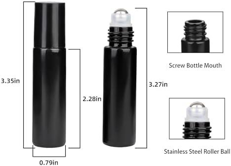 10ml Glass Essential Oil Roller Bottle, 24PCS Black Essential Oil Roller Bottles with Stainless Steel Rollers - Refillable, Leak-Proof Design, Suitable for Travel and DIY Skincare Products. - Image 2