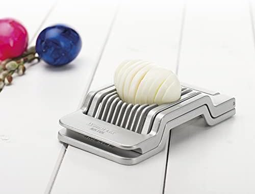 Westmark Egg Slicer Justus for Hard Boiled Eggs with Individually Tensioned Stainless Steel Wire Cutters, German Heavy Duty Aluminium Slicer for Round & Oval Eggs, Dishwasher Safe, Grey - Image 5