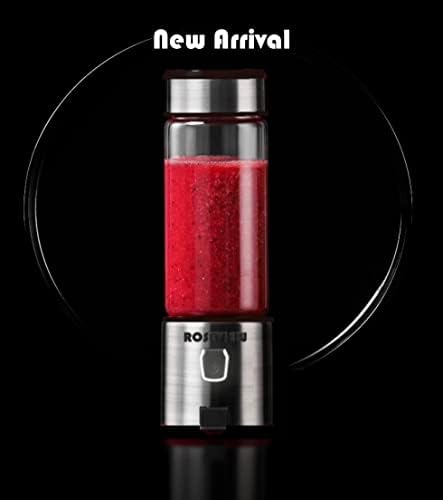 Portable Smoothie Blender ROSEVIEW Glass Cordless Mini Shakes Cup blend for smoothies USB rechargeable juicer 2 battery Handheld Personal travel Jet mixer (Black Steel) (BLKSteel) - Image 2