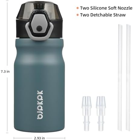BJPKPK 14 oz Insulated Water Bottle, Straw, Handle, Stainless Steel Flask - Image 4