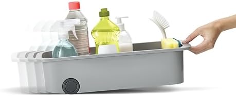 Joseph Joseph CupboardStore Easy-Access Wheeled Storage Caddy, Under Sink Kitchen Cabinet Organizer- Grey