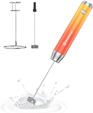 LunaFro Rechargeable Milk Frother,Stand & 2 Detachable Whisks