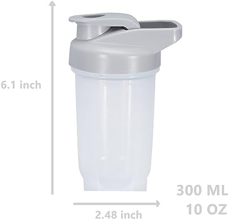 Shaker Bottle Protein Shakes Cup and 10-Ounce/300ML Shaker-Bottle with Whisk Balls, Protein Shaker- Bottles Set, Non-BPA plastic(Grey+White(2PCS)) - Image 2