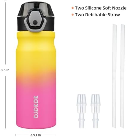 BJPKPK 18 oz Water Bottle with Straw & Handle, Insulated Stainless Flask - Image 4