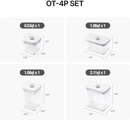 Premium Airtight Food Storage Containers 4-piece/Set, BPA Free, 100% Leak Proof, Keep food fresh up to 5 times longer than non-vacuum storage