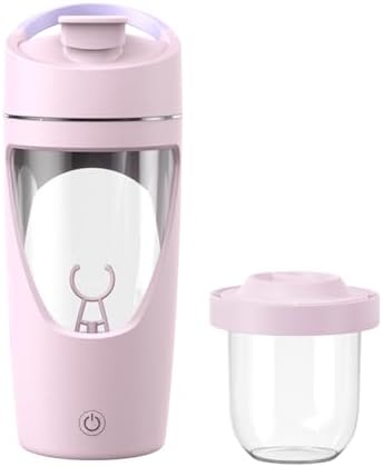 Electric Protein Shaker Bottle with Storage, USB-C, 24 oz, Pink