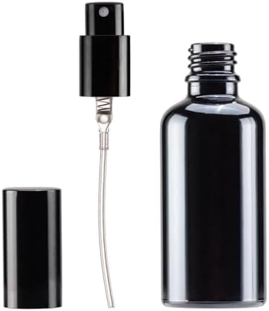YIZHAO Black Glass Spray Bottles 2oz, with Small Fine Mist Spray, Metal Cap, Refillable for Essential Oil,Travel,Cleaning,Perfume,Aromatherapy,Makeup – 12 Pcs - Image 4