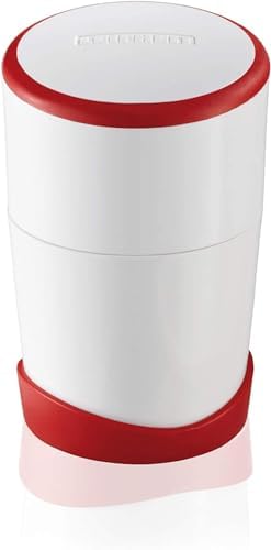 Gourmet Garlic Slicer, 5.31"Hx2.75"W - Stainless Steel Blades, White/Red