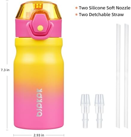 BJPKPK 14 oz Insulated Water Bottle, Straw, Handle, Stainless Steel Flask - Image 4