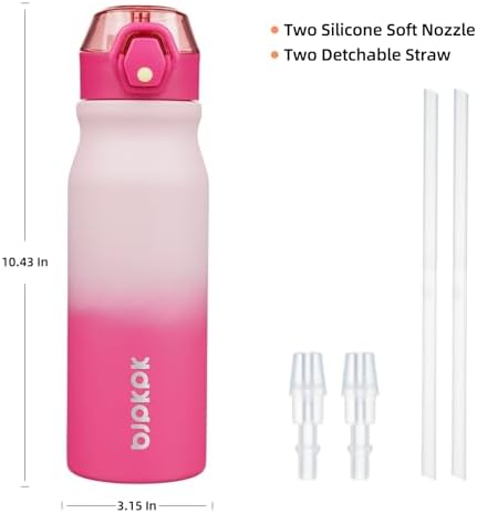 BJPKPK 25 oz Insulated Water Bottle, Straw, Handle, Stainless Steel Flask - Image 4