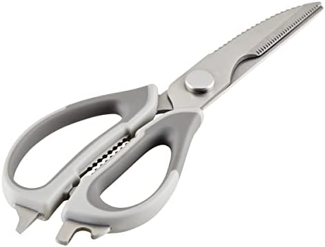 Professional Multi Shear Kitchen Scissors with Herb Stripper and Sheath, 2 Piece, Gray