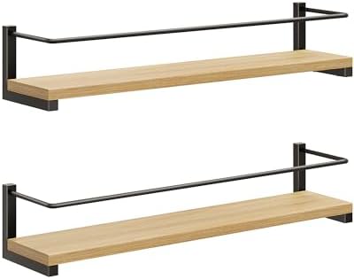 Wooden Spice Rack Wall Mounted, Over the Stove, Kitchen Wall, 2 Pack