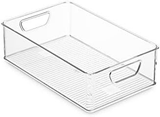 Set Of 16 Refrigerator Organizer Bins - Plastic Pantry Organization and Storage Baskets - Stackable Food Fridge Organizers with Cutout Handles for Freezer, Kitchen, Countertops, Cabinets