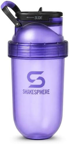 SHAKESPHERE Protein Shaker Bottle with Straw 13.5oz BPA-Free Tritan, Purple by SHAKESPHERE