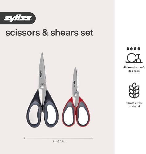 Scissor Shear Set - Kitchen Tool for Herbs, Chicken & Packages - Heavy-Duty Blades with Ergonomic, Non-Slip Handles - Dishwasher Safe - Multi-Purpose Scissors & Shears Set