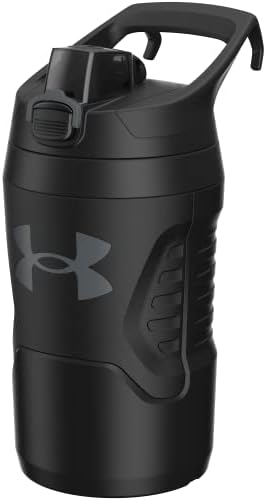 Under Armour 32 oz Insulated Water Bottles - Sports Water Jug with Fence Hook, Leak Resistant for Baseball, Football & More, 32 oz Insulated, Black/Black
