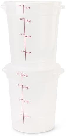 Food Storage Containers with Lids (BPA-Free) - 4 Quart - Food Grade Buckets with Lids (2 Pack) - For Dough Proofing and Brining (Translucent)
