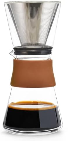 Amsterdam Glass Pour Over Coffee Maker with Steel Filter 27.6 Fl Oz