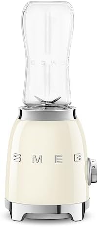 SMEG 50's Retro Style Personal Blender with Backlit Knob and Two 600 ML BPA Free bottles PBF01CRUS Cream - Image 3