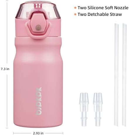 BJPKPK 14 oz Insulated Water Bottle, Straw, Handle, Stainless Steel Flask - Image 4