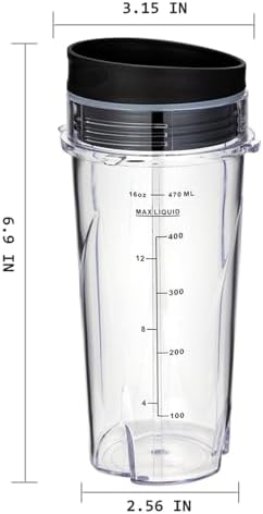 2 Pack 16Oz Clear Compact Single Serve Blender Cups With Lids Replacement Parts | Compatible With Ninja QB3001SS Compact Personal Blenders - Image 2