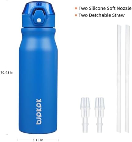 BJPKPK 25 oz Insulated Water Bottle, Straw, Handle, Stainless Steel Flask - Image 4