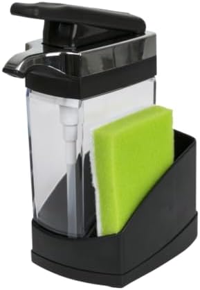 Sink Sider Solo Kitchen Soap Pump and Sponge Caddy, 2-in-1 Ergonomic Design, Easy to Refill and Clean, Efficient Size, Black