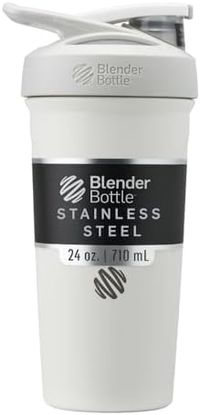 BlenderBottle Sport Flip Stainless Steel Shaker Bottle 24 oz White by BlenderBottle
