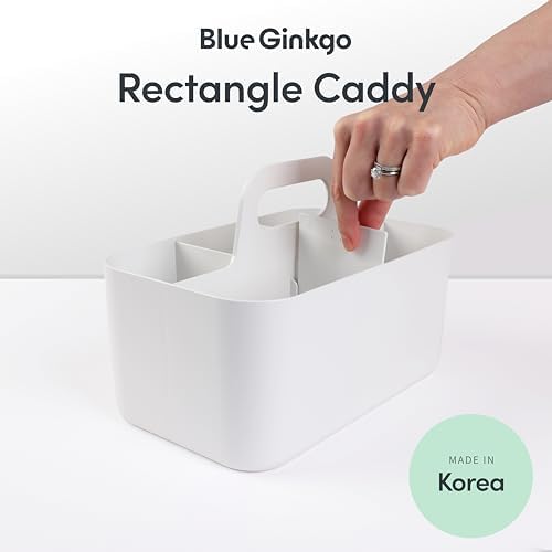 Stackable Organizer Caddy, Rectangle, White, Made in Korea