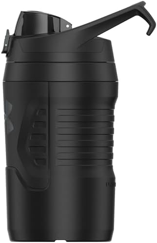 Under Armour 32 oz Insulated Water Bottles - Sports Water Jug with Fence Hook, Leak Resistant for Baseball, Football & More, 32 oz Insulated, Black/Black