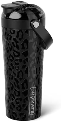 BrüMate MultiShaker Blender Shaker Bottle | 100% Leakproof Insulated Stainless Steel | Pre Workout and Protein Shaker Bottle for the Gym | 25oz (Onyx Leopard) by Br%C3%BCMate
