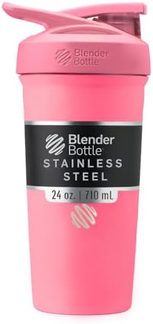 BlenderBottle Sport Flip Stainless Steel Shaker Bottle 24 oz Pink by BlenderBottle