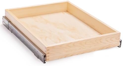 26''W x 21''D x 3''H Pull Out Cabinet Drawer Soft Close Slide Out Wood Organizer for Kitchen, Finished, Bottom and Side Assembly (Wood Drawer Part Width is 25inch)