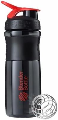 BlenderBottle SportMixer Tritan Grip Shaker Bottle, Transparent Black/Red, 28-Ounce by BlenderBottle