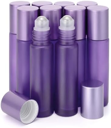 Kesell 10-Pack 10ml Glass Roller Bottles for Essential Oils, Purple by Kesell