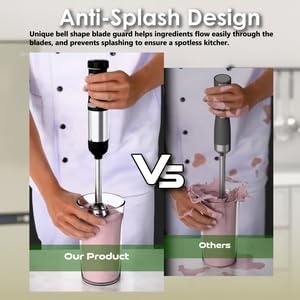 Cordless Immersion Hand Blender, 5-in-1 Variable Speed blender handheld,Rechargeable with 2000mAh Battery, BPA-Free & Dishwasher-Safe Accessories:700ml Beaker,Chopper,Whisk & Milk Frother,Ink