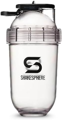 SHAKESPHERE Protein Shaker Bottle with Straw 13.5oz BPA-Free Tritan, Clear by SHAKESPHERE