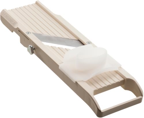 Mandoline Slicer with 4 Blades, Japanese Stainless Steel, BPA Free, 12.75 x 3.625-Inches, Beige